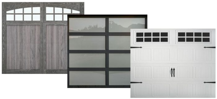 Three Garage Doors of Various Styles