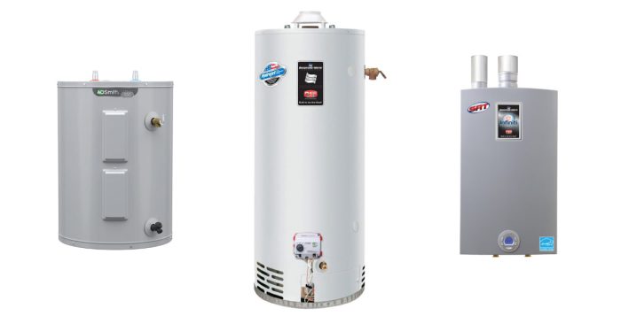 Three models of water heaters